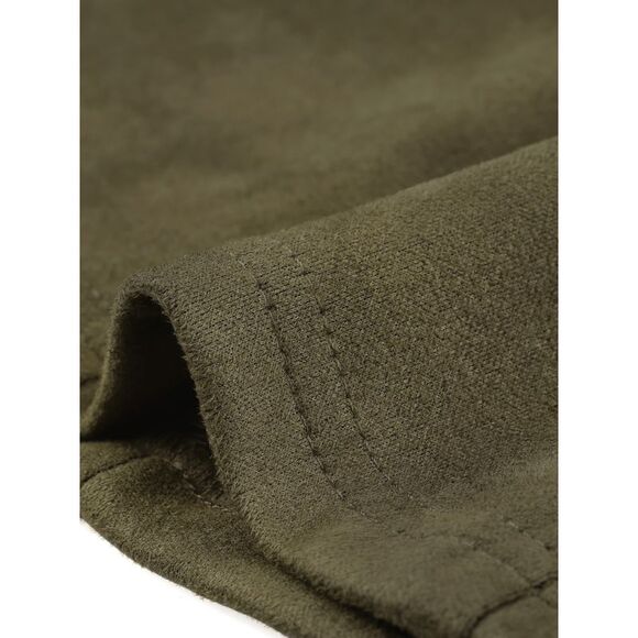 Casual Open Front Drawstring Faux Suede Blazer Olive Green - Picture 5 of 5